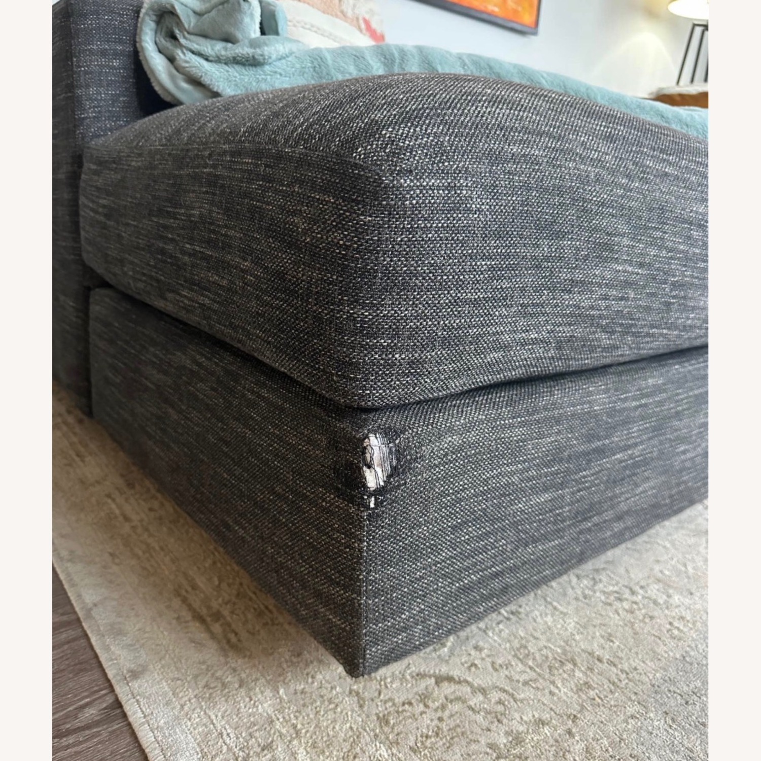 West Elm Urban Dark Gray Linen 2 Piece Sectional - image-4
