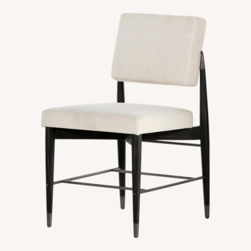 Used Four Hands Anton White Fabric Dining Chairs for sale on AptDeco