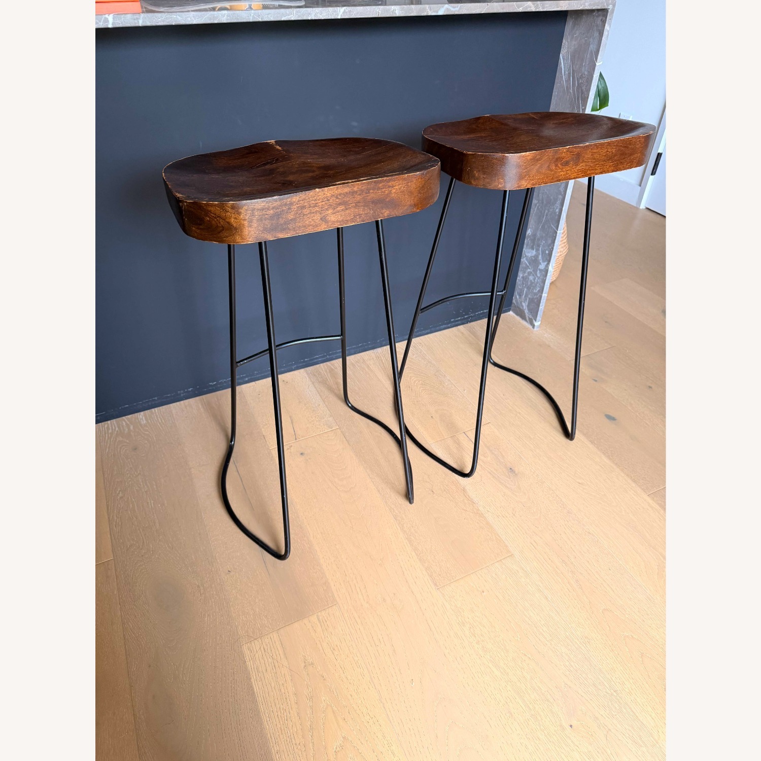 Solid Dark Brown Wood Bar Stools - image-2