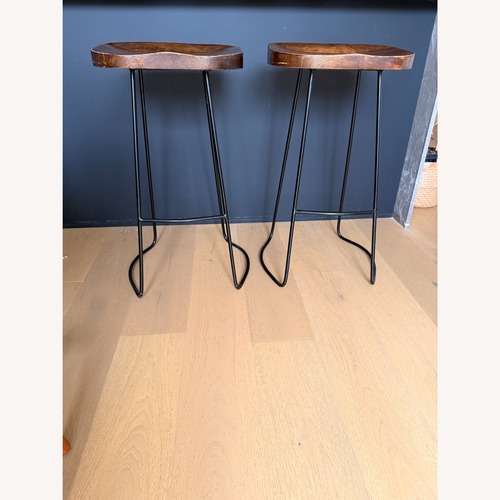 Used Solid Dark Brown Wood Bar Stools for sale on AptDeco