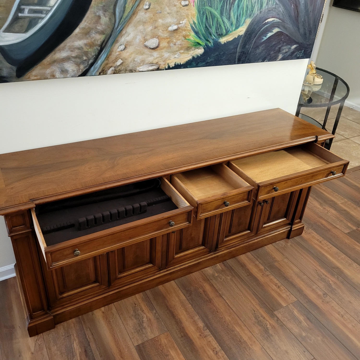 Vintage/Antique Light Brown Wood Sideboard - image-4