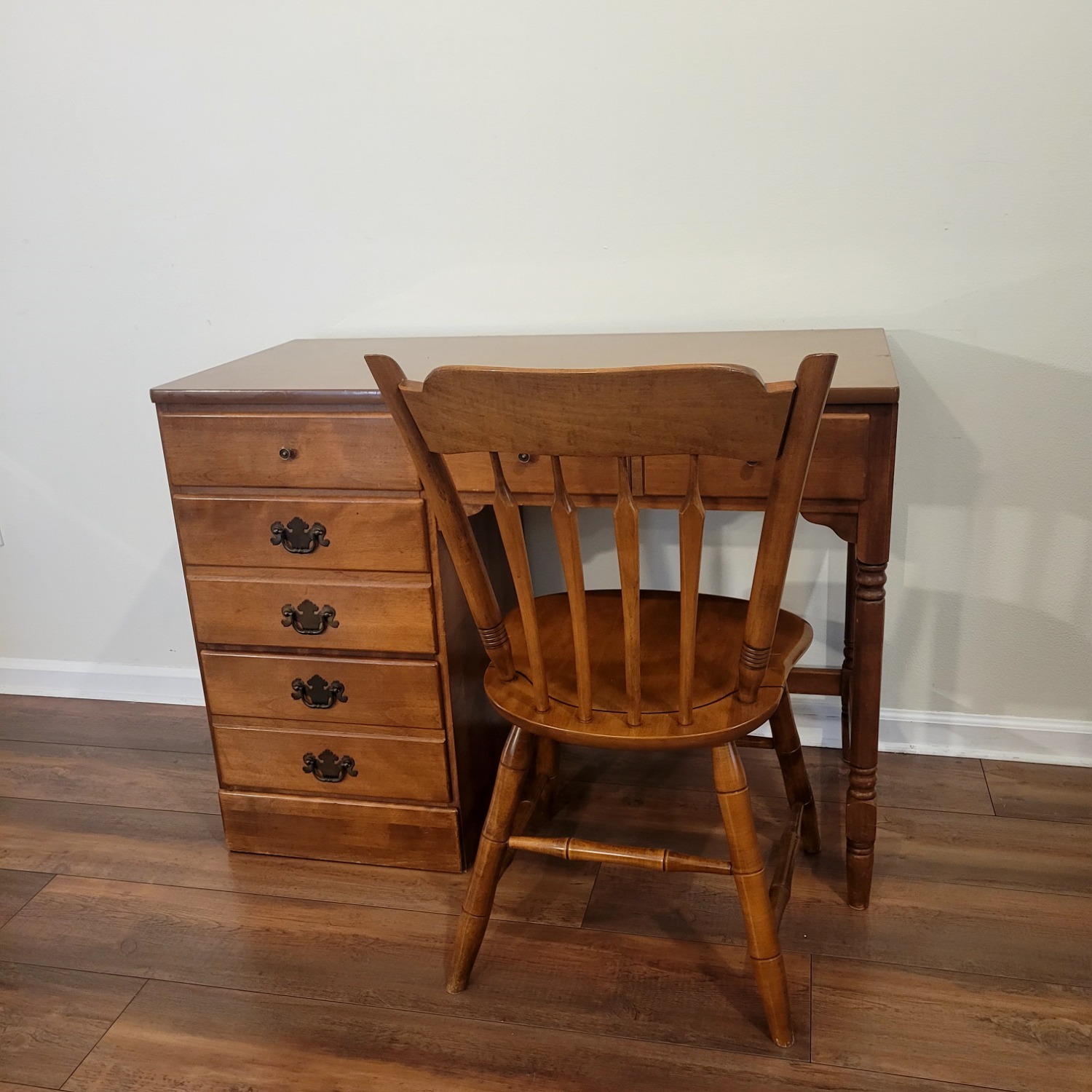 Ethan Allen Light Brown Desk - image-2