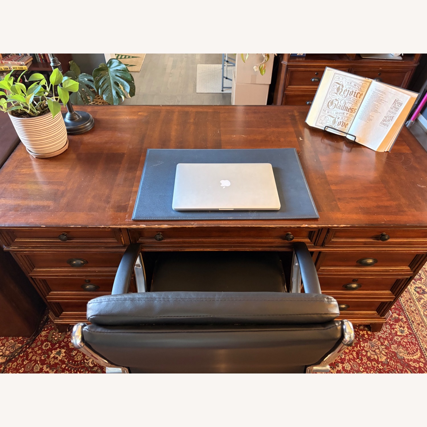 Liberty Furniture Dark Brown Wood Desk - image-2