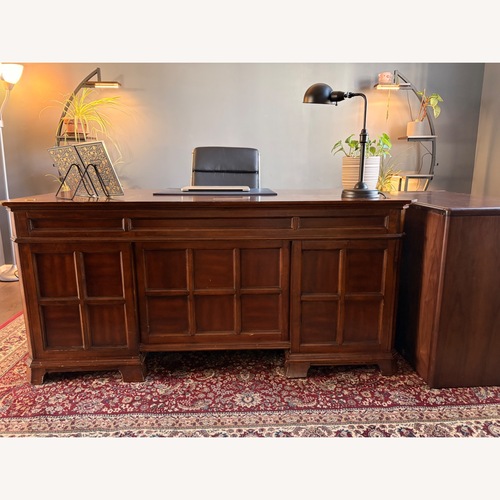 Used Liberty Furniture Dark Brown Wood Desk for sale on AptDeco