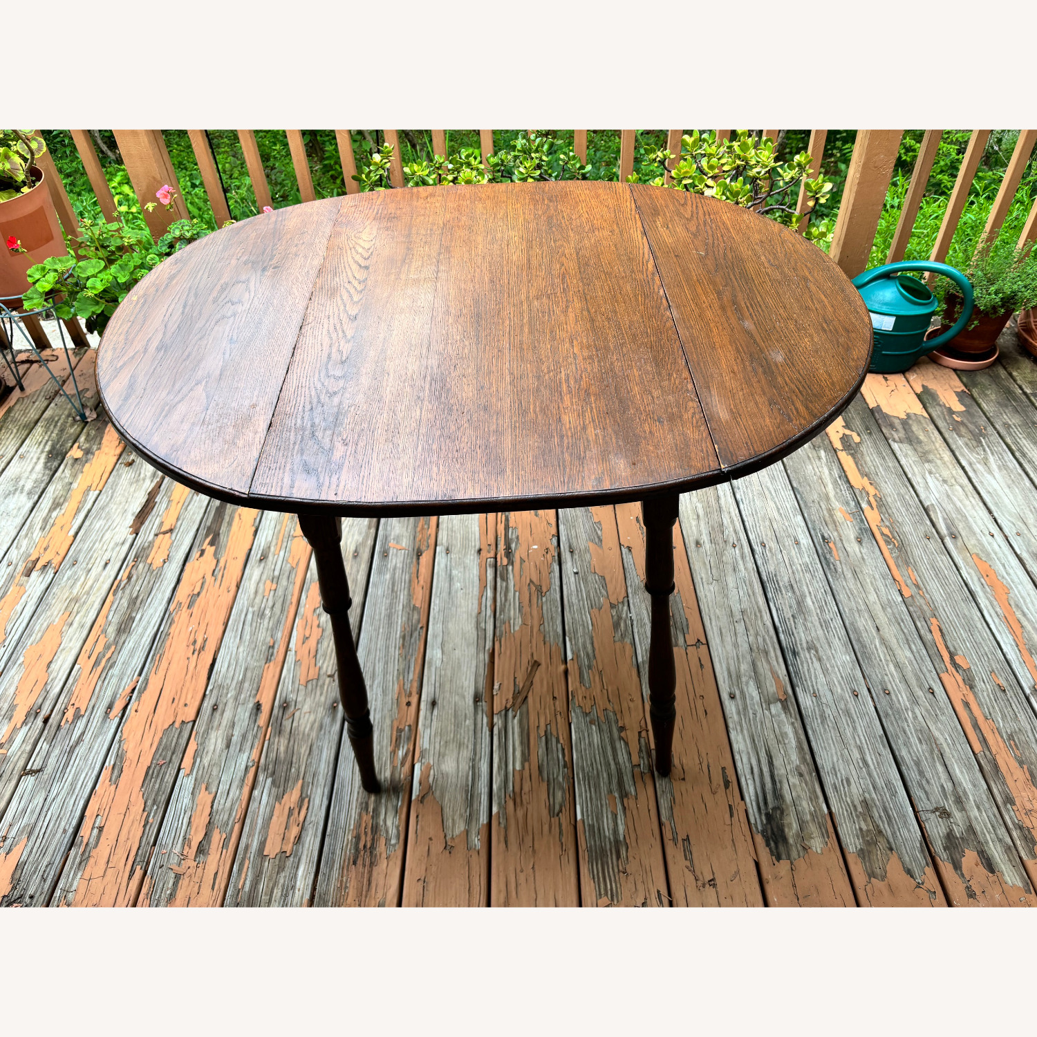 Oak Oval Dining Table w Folding Side Leaves - image-10