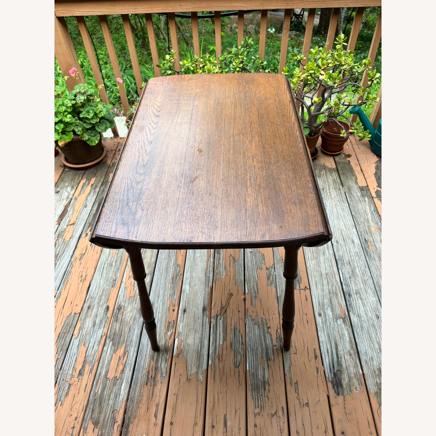 Oak Oval Dining Table w Folding Side Leaves - image-8