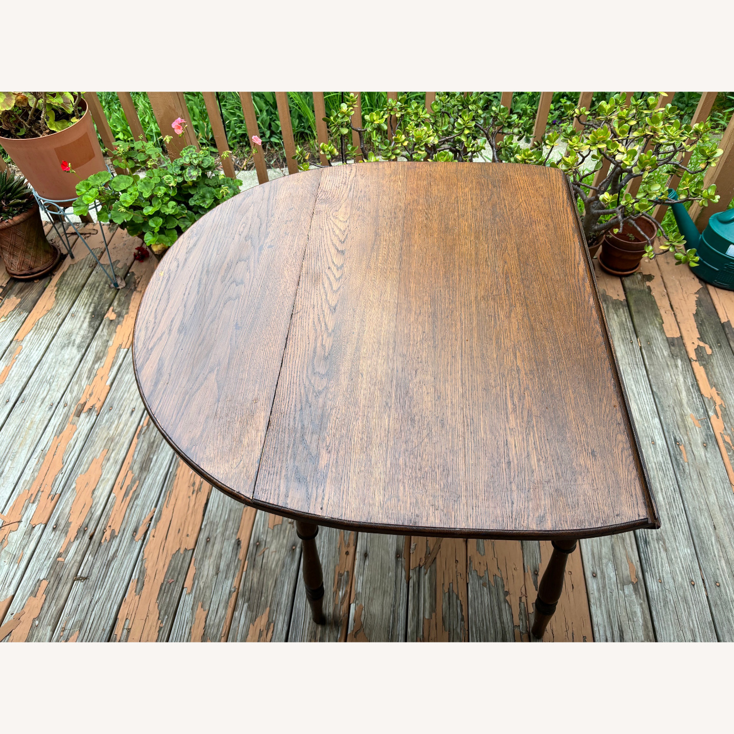 Oak Oval Dining Table w Folding Side Leaves - image-7