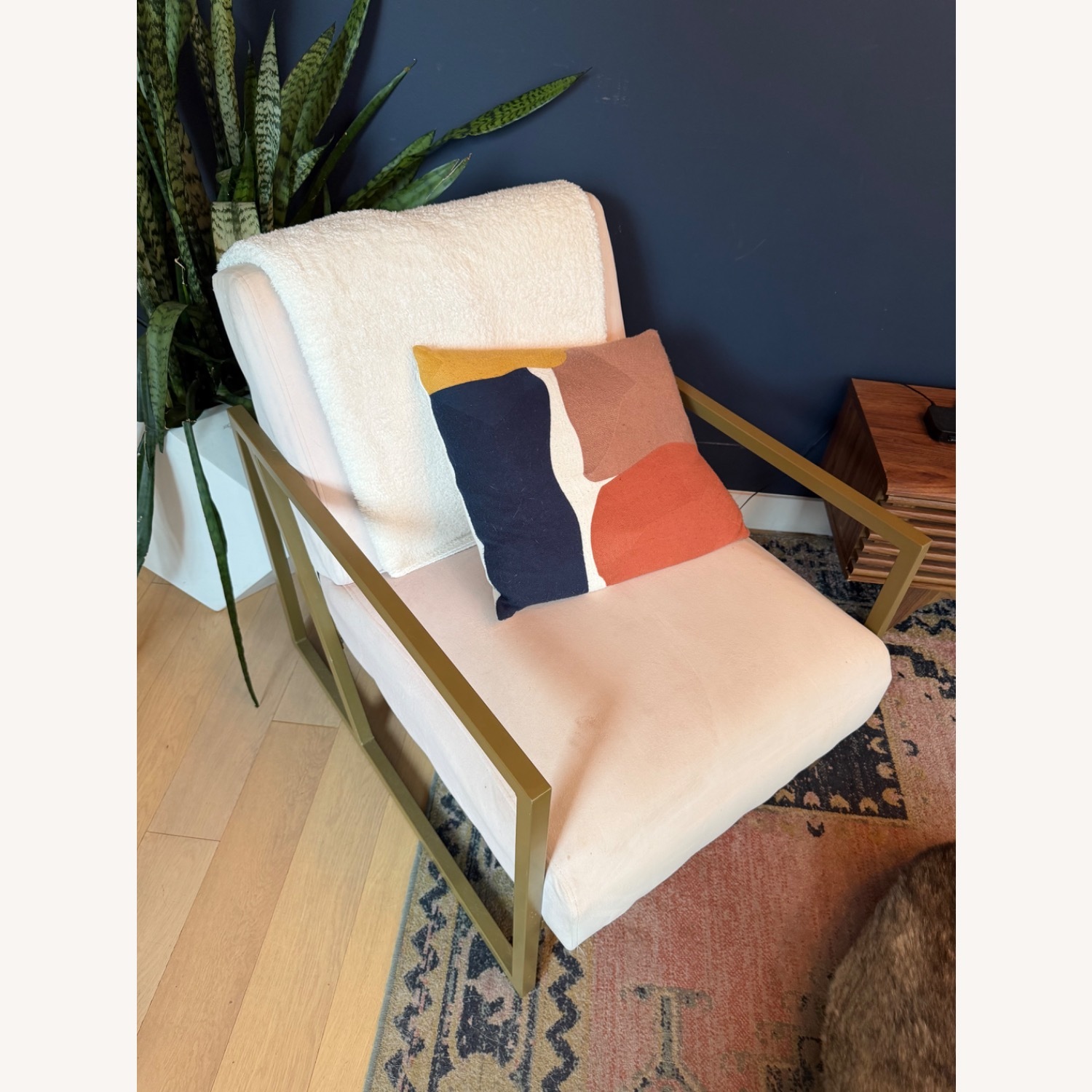 Pink Velvet Accent Chair - image-1