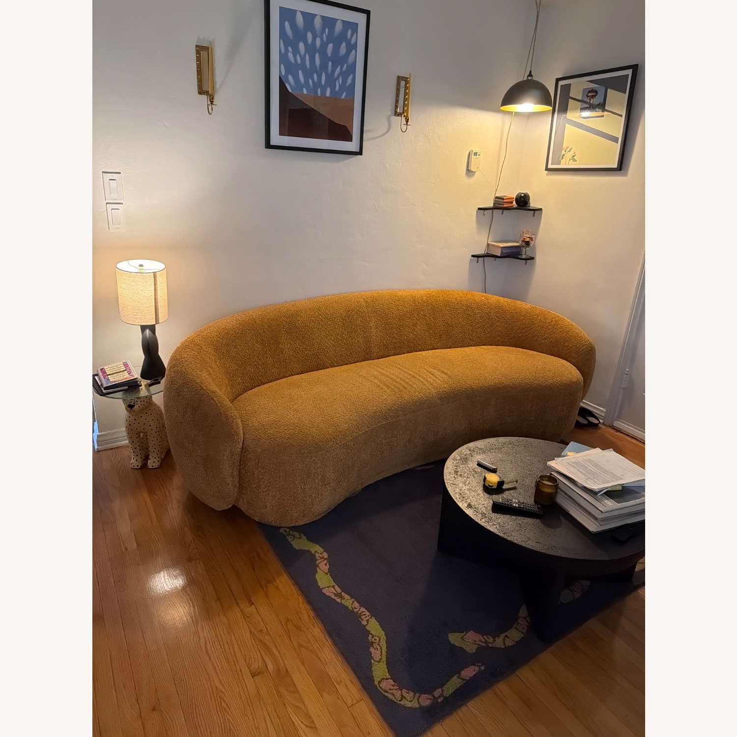 Vintage/Antique Finds Gold Boucle 3+ Seater Sofa - image-3