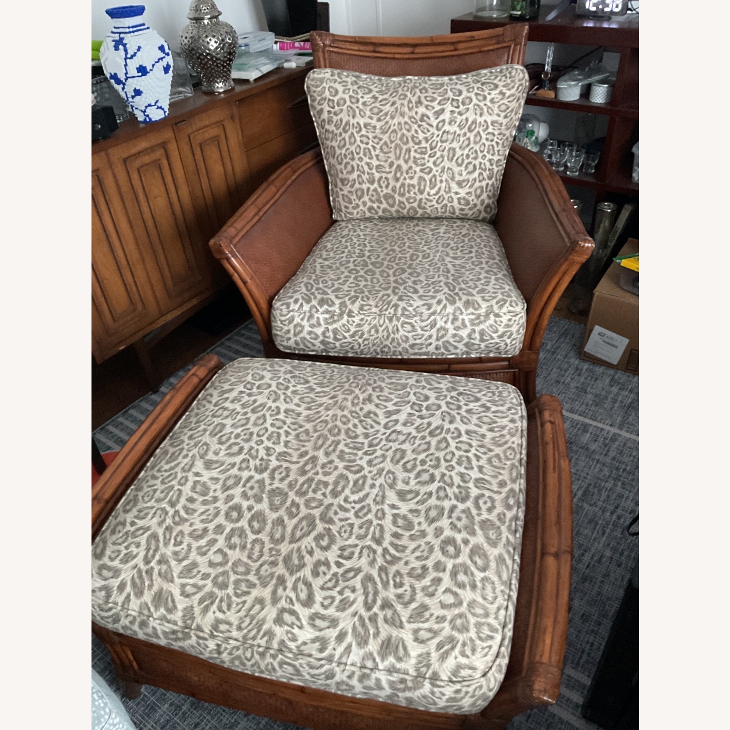 Rattan Chair with Ottoman - image-1