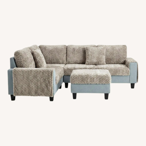 Used Light Blue L Shape Sofa With Ottoman  for sale on AptDeco