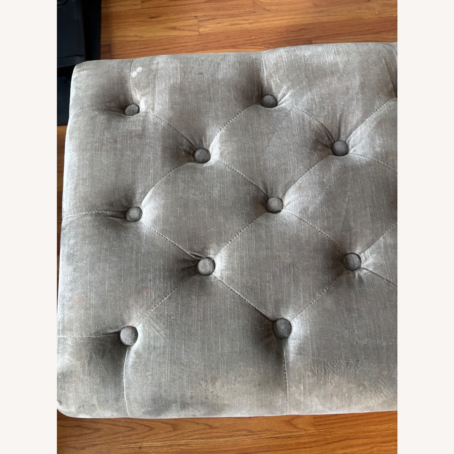 Restoration Hardware Gray/Taupe Velvet Ottoman - image-11