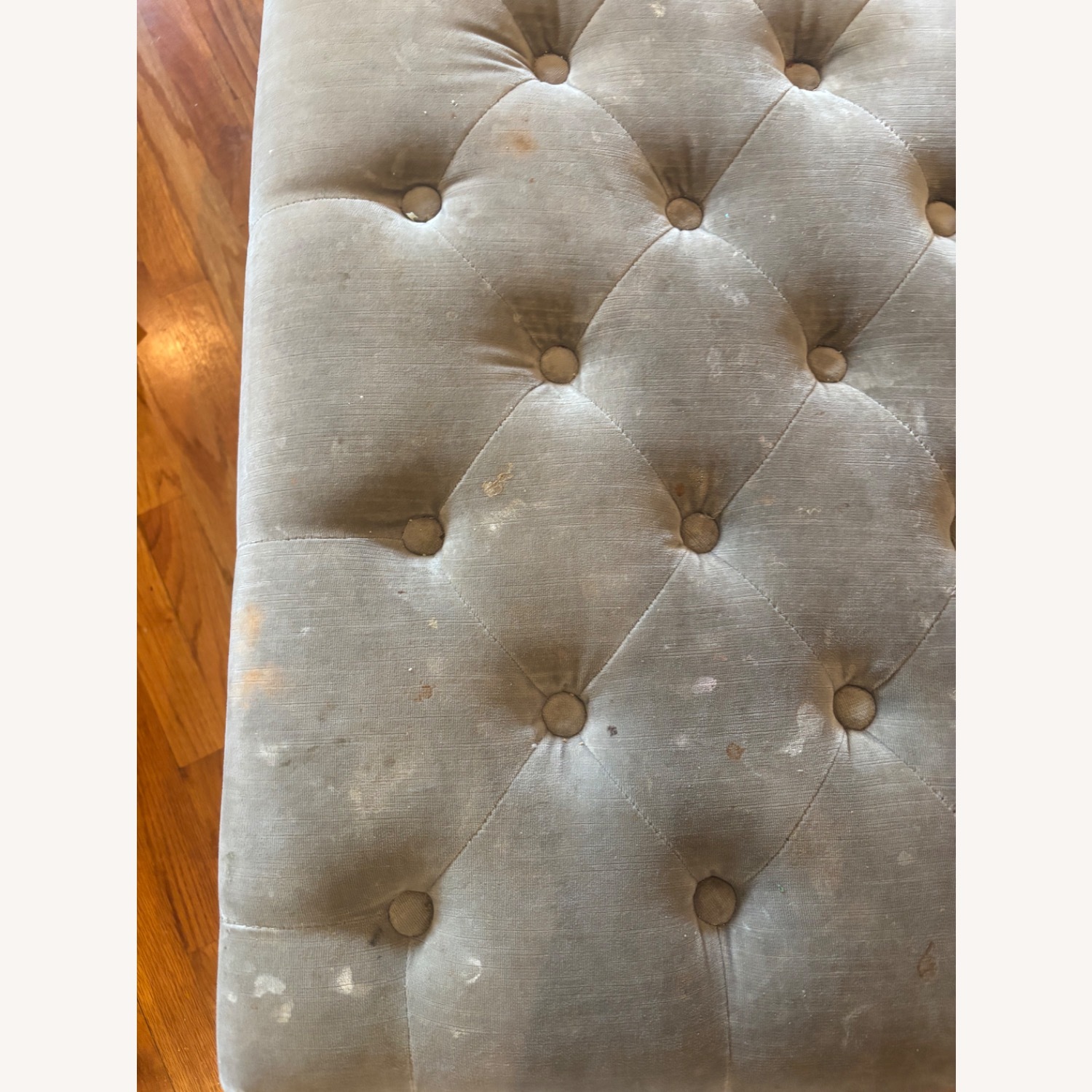 Restoration Hardware Gray/Taupe Velvet Ottoman - image-6