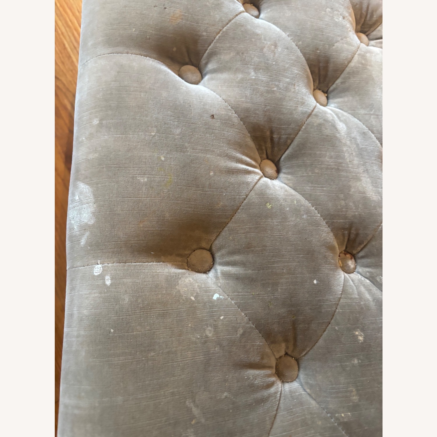 Restoration Hardware Gray/Taupe Velvet Ottoman - image-7