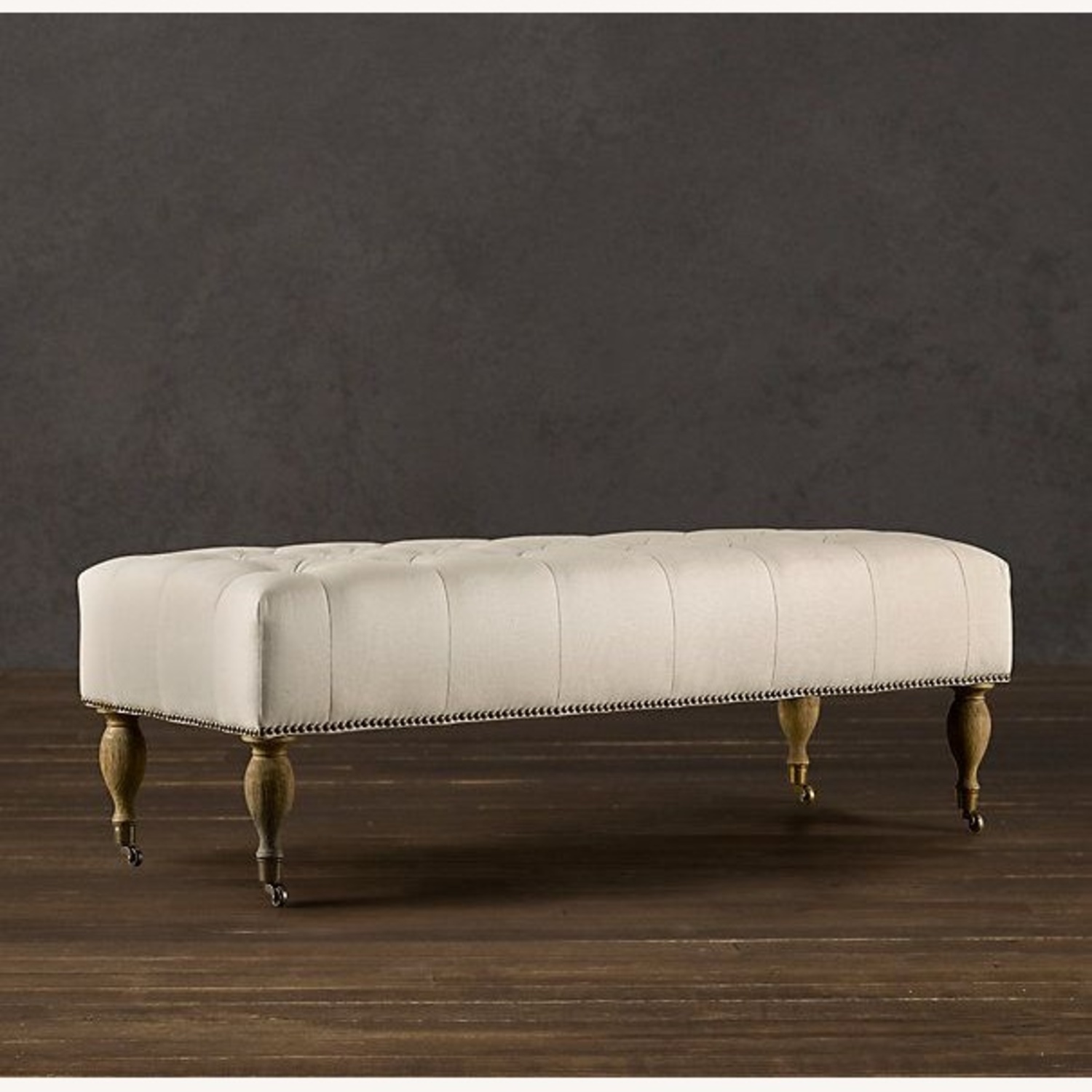 Restoration Hardware Gray/Taupe Velvet Ottoman - image-13