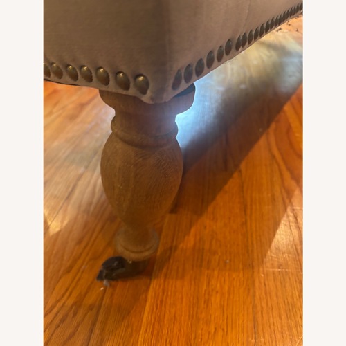 Used Restoration Hardware Gray/Taupe Velvet Ottoman for sale on AptDeco