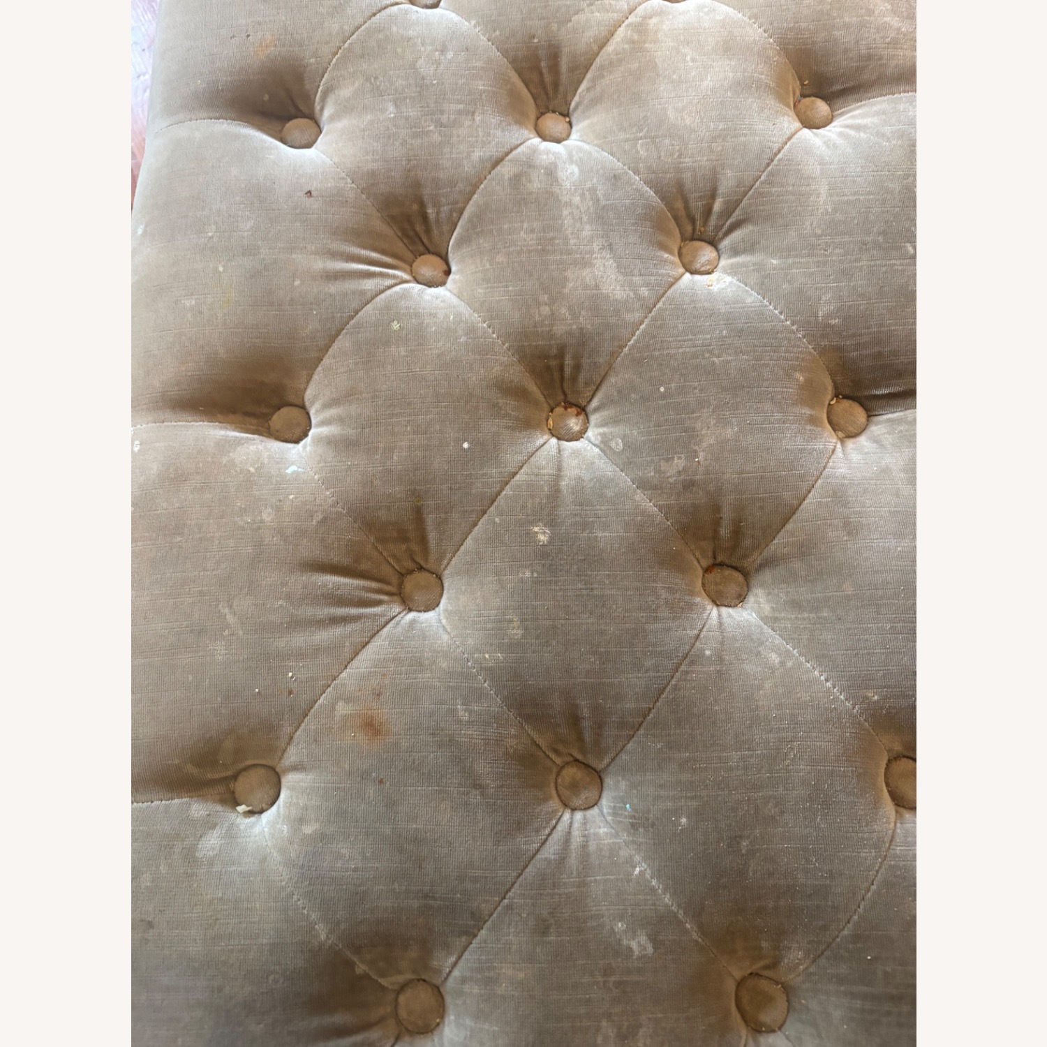 Restoration Hardware Gray/Taupe Velvet Ottoman - image-8