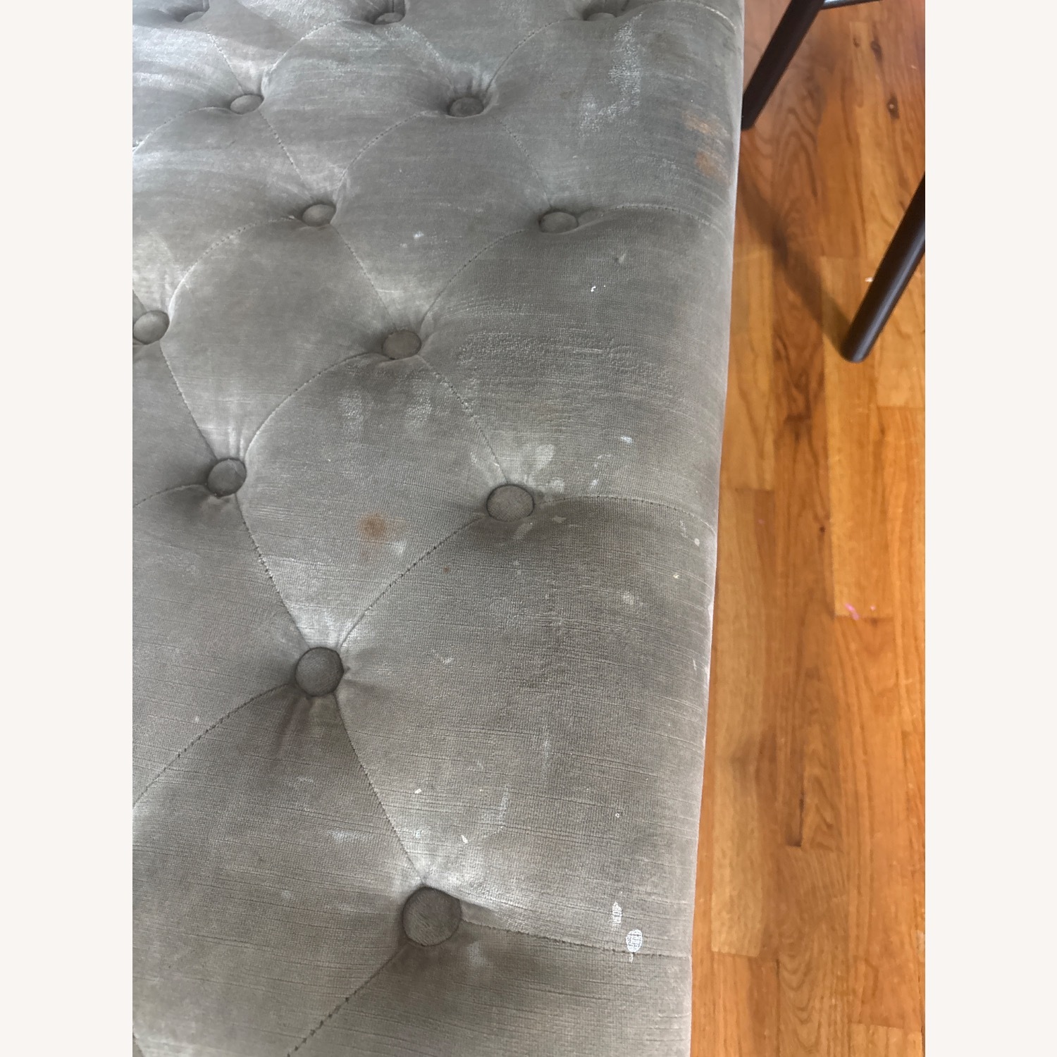 Restoration Hardware Gray/Taupe Velvet Ottoman - image-15