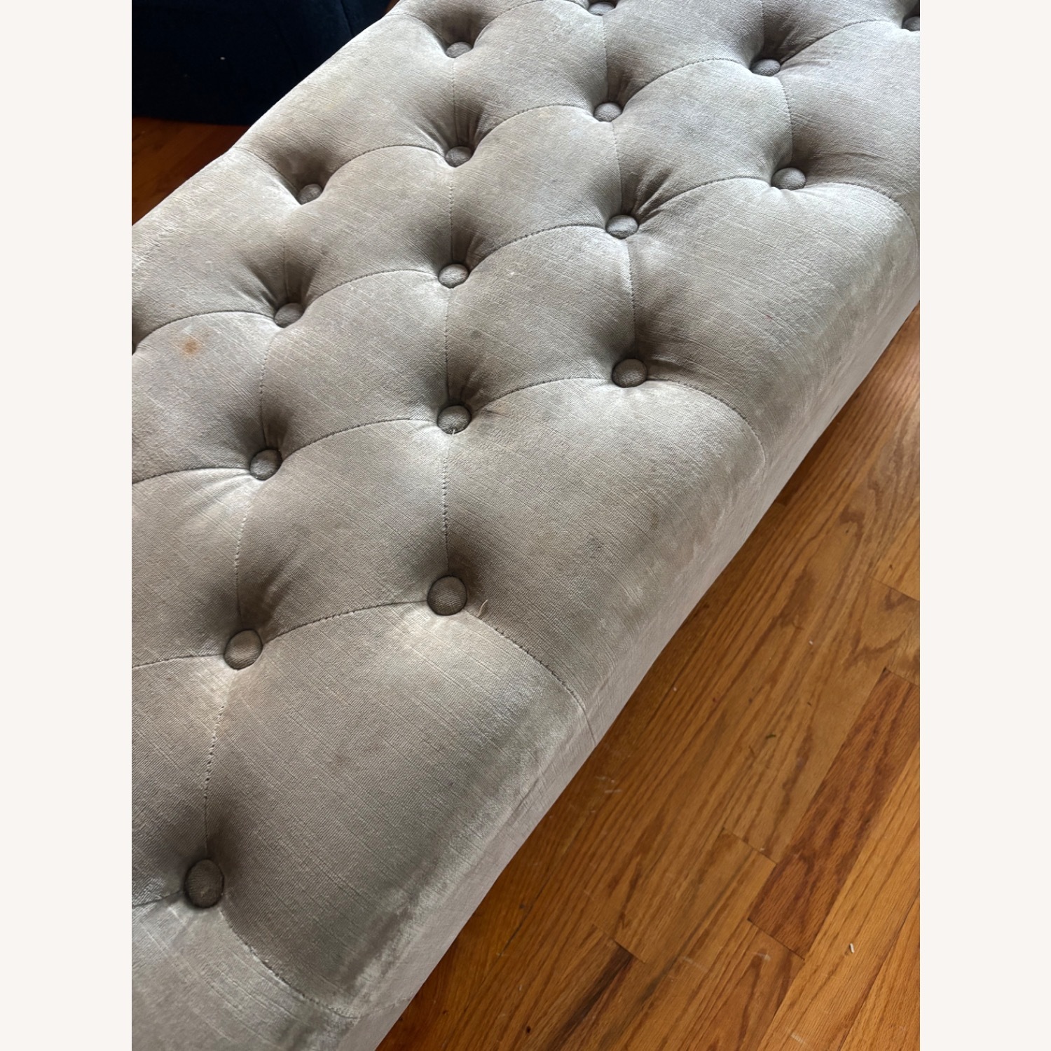 Restoration Hardware Gray/Taupe Velvet Ottoman - image-7