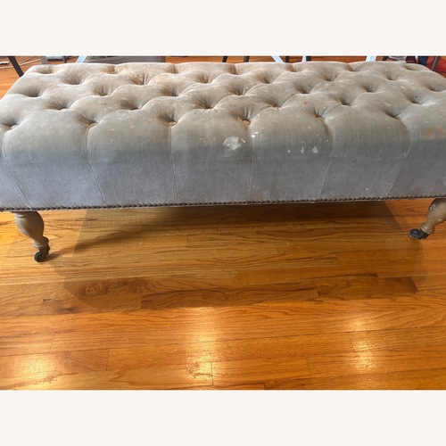 Used Restoration Hardware Gray/Taupe Velvet Ottoman for sale on AptDeco