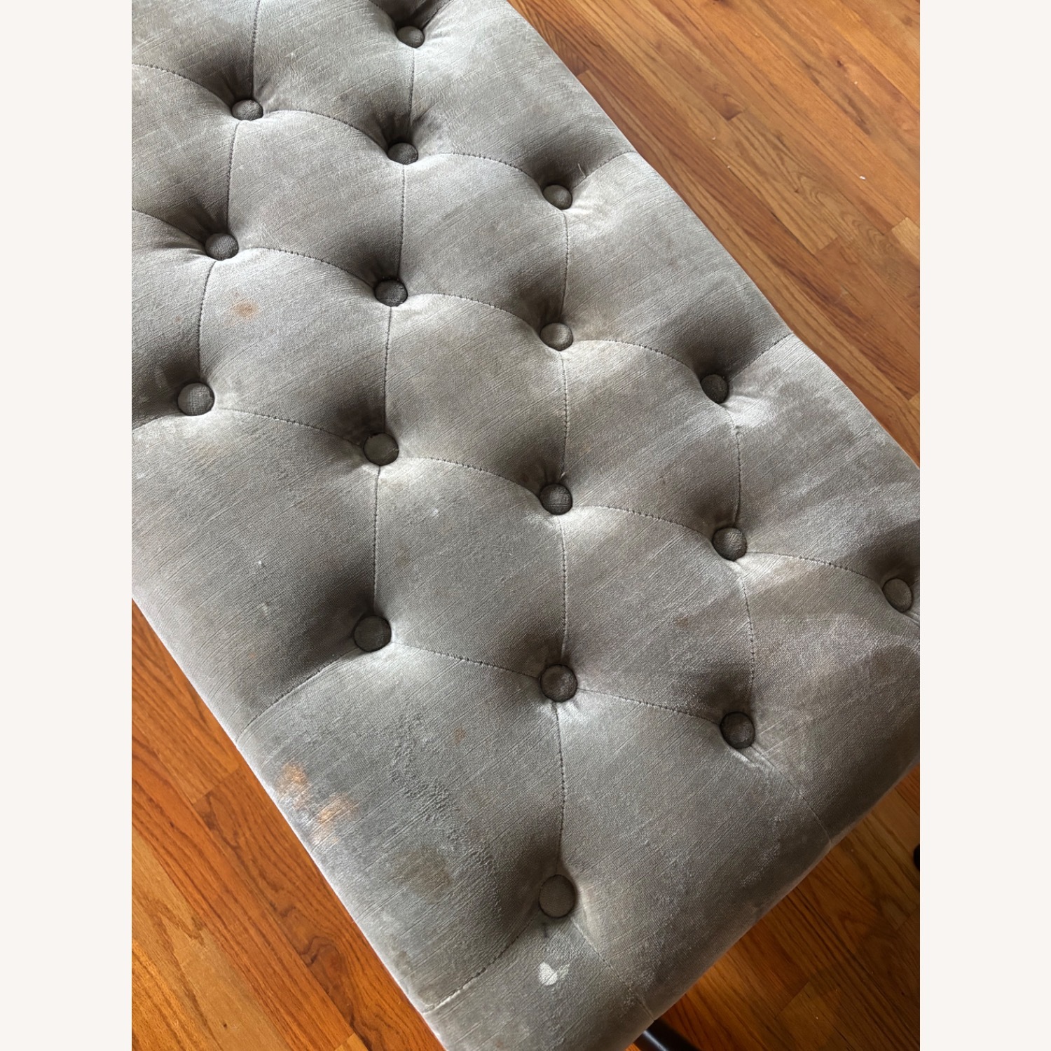 Restoration Hardware Gray/Taupe Velvet Ottoman - image-12