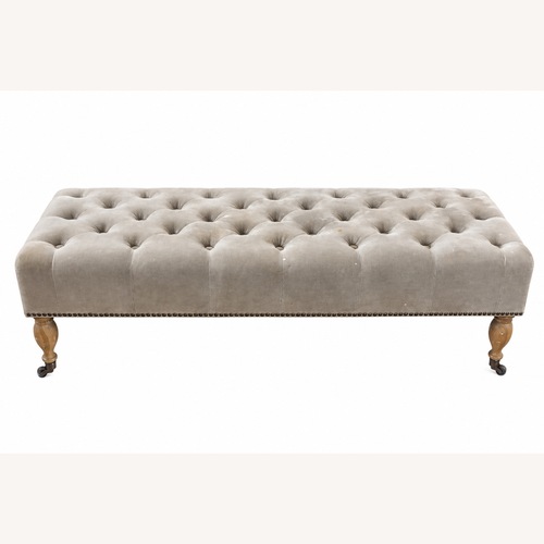 Used Restoration Hardware Gray/Taupe Velvet Ottoman for sale on AptDeco