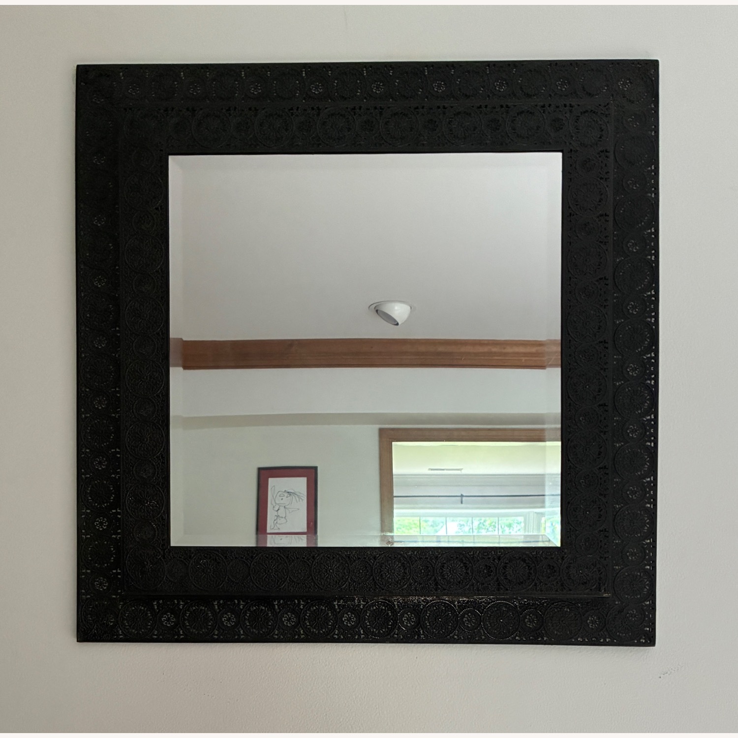 Black Metal Decorative Wall Mirror - image-1