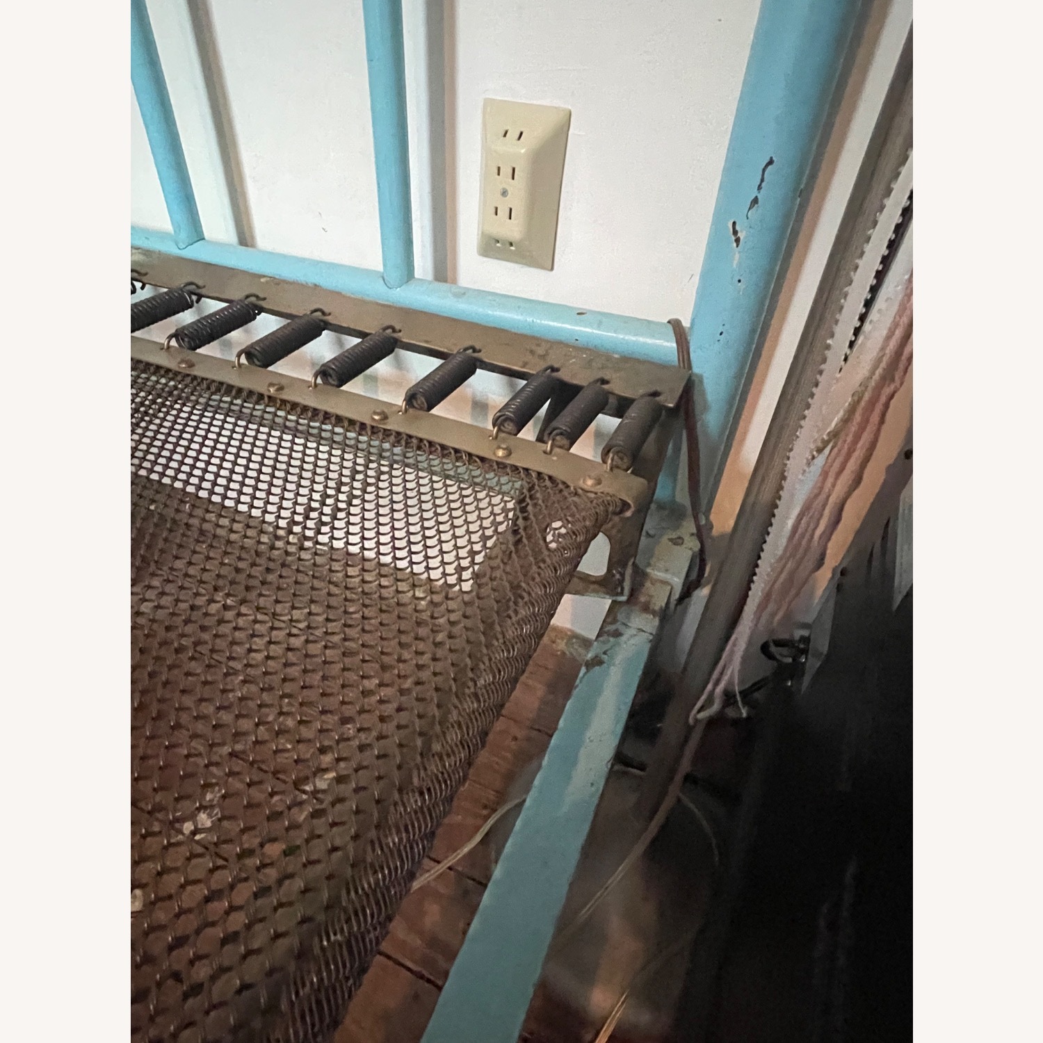 Vintage Unknown Painted Blue Iron Twin Bed - image-4