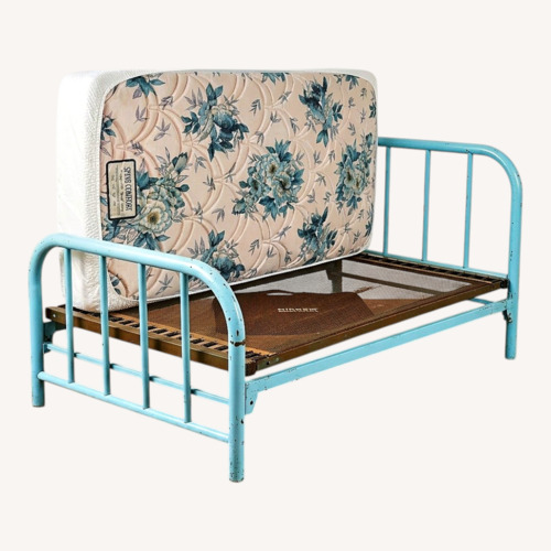 Used Vintage Unknown Painted Blue Iron Twin Bed for sale on AptDeco