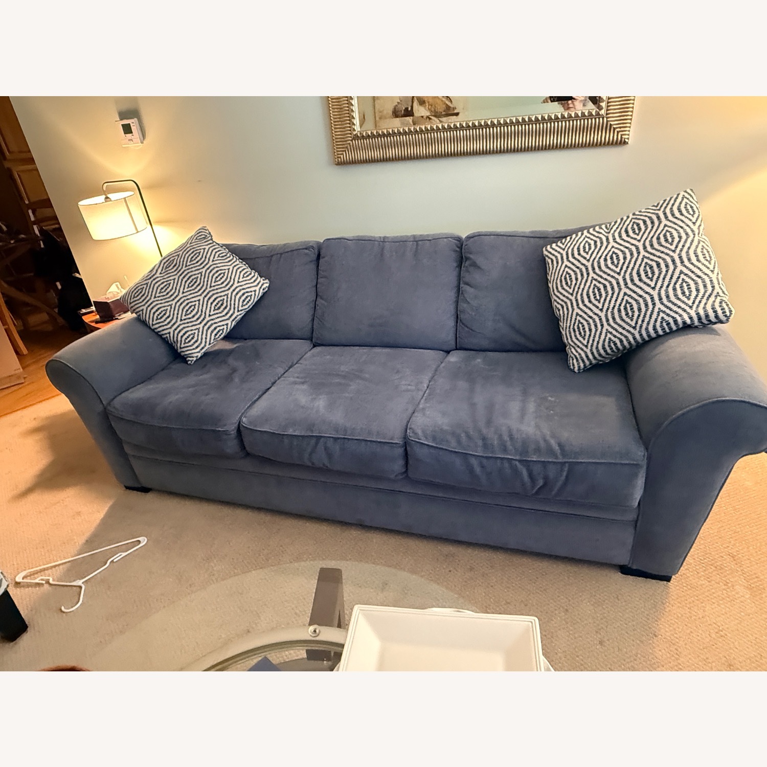 Jordan's Furniture Blue Fabric 2 Seater Sofa - image-4