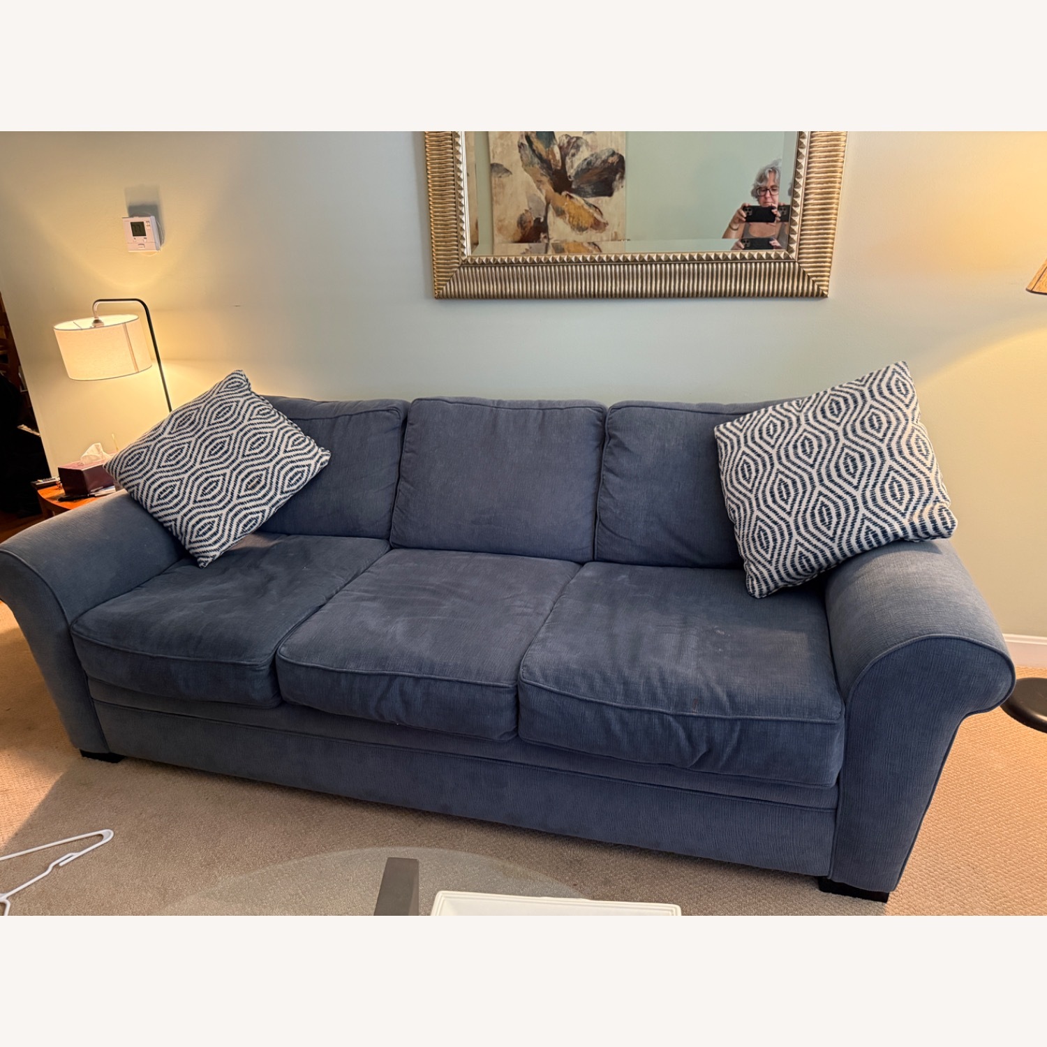 Jordan's Furniture Blue Fabric 2 Seater Sofa - image-2