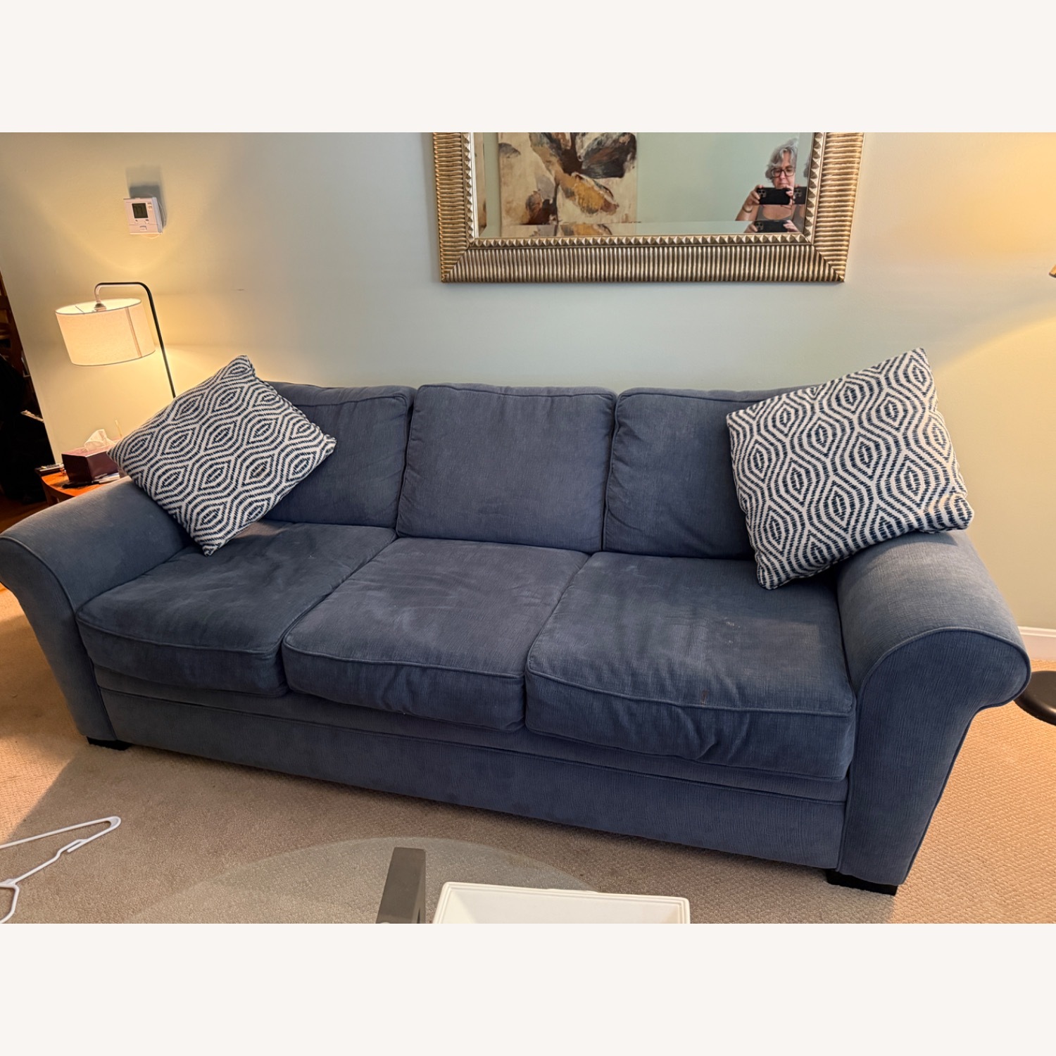 Jordan's Furniture Blue Fabric 2 Seater Sofa - image-1