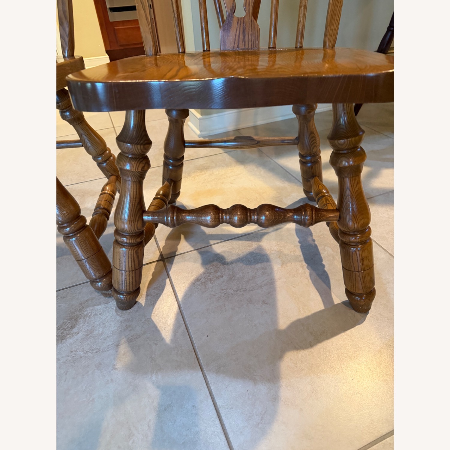 Natural Wood Dining Table with 4 Chairs and Leaf - image-4