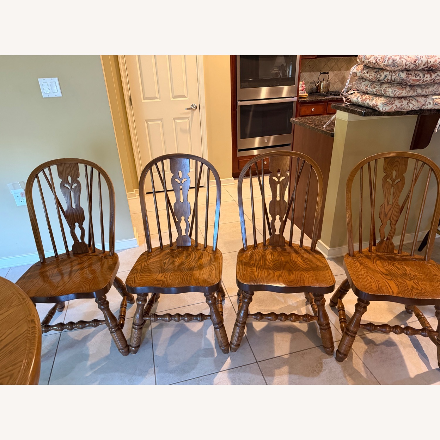 Natural Wood Dining Table with 4 Chairs and Leaf - image-3