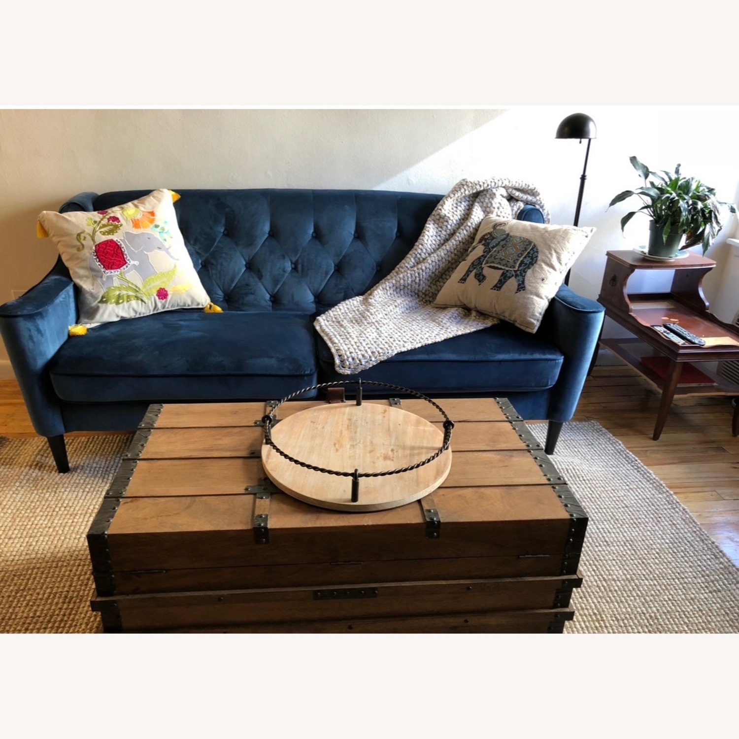 Blue Victorian Velvet Couch  - image-3