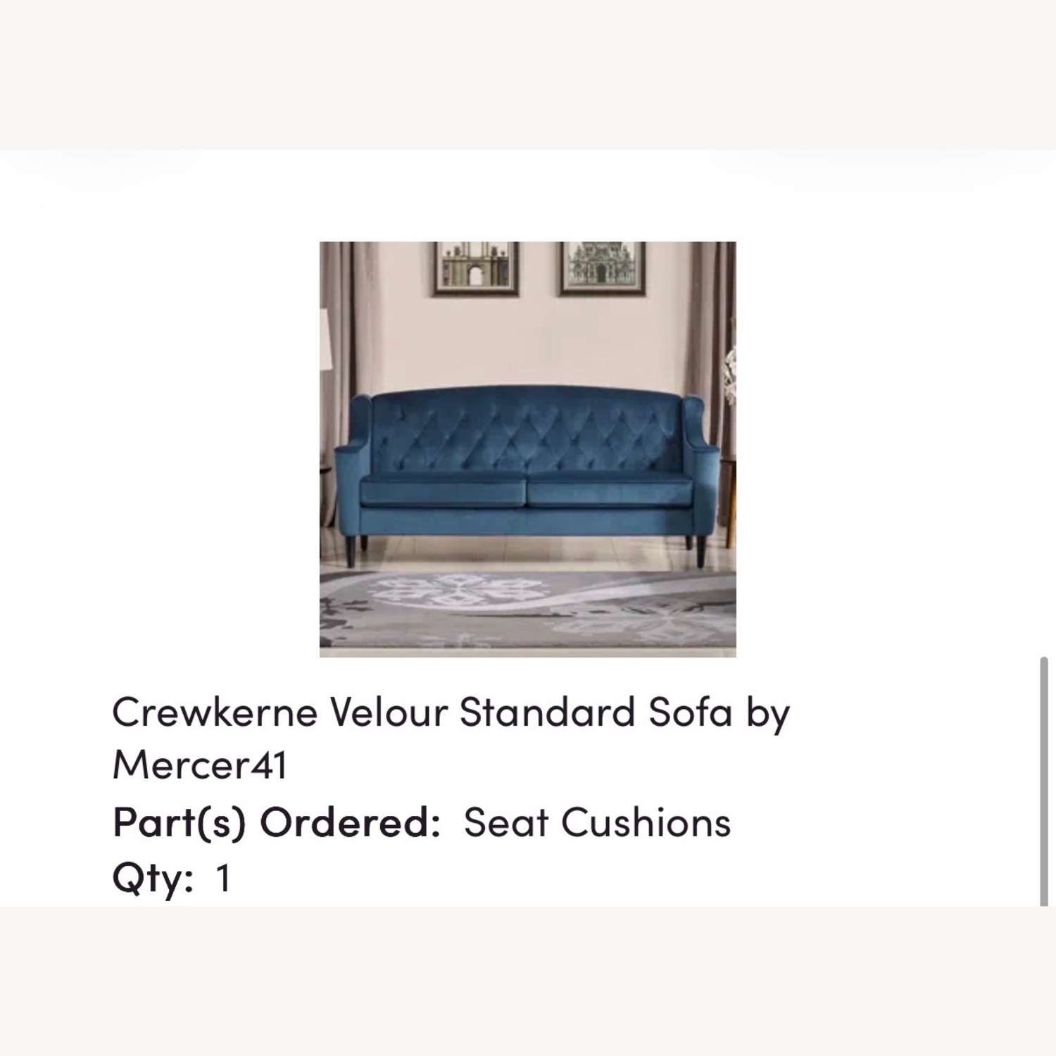 Blue Victorian Velvet Couch  - image-1