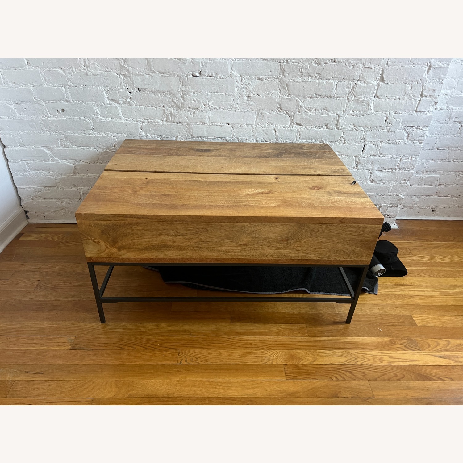 West Elm Industrial Solid Wood Storage Pop-Up Coffee Table  - image-1