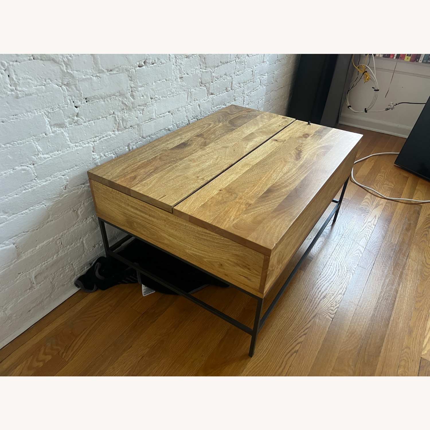 West Elm Industrial Solid Wood Storage Pop-Up Coffee Table  - image-2