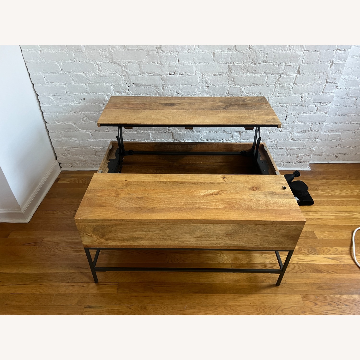 West Elm Industrial Solid Wood Storage Pop-Up Coffee Table  - image-5
