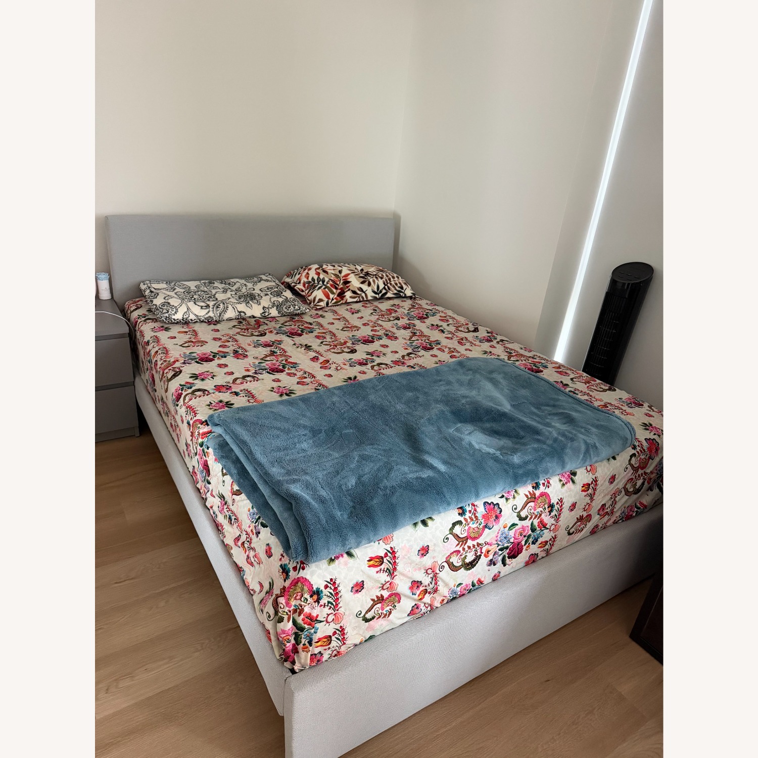 IKEA GLADSTAD Upholstered Bed Frame, Light Grey - image-2