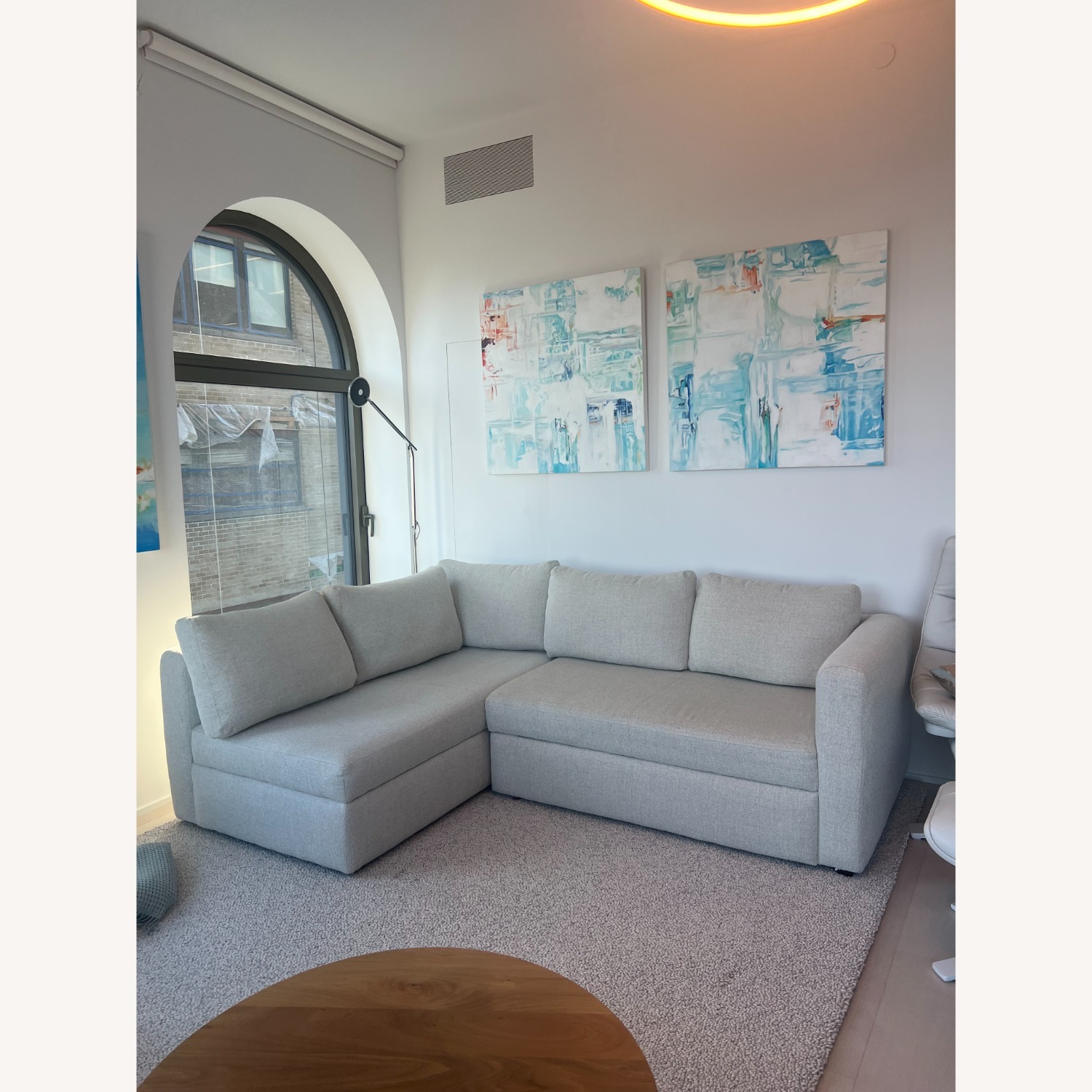 Oxford White Fabric 3+ Piece Sectional - image-4