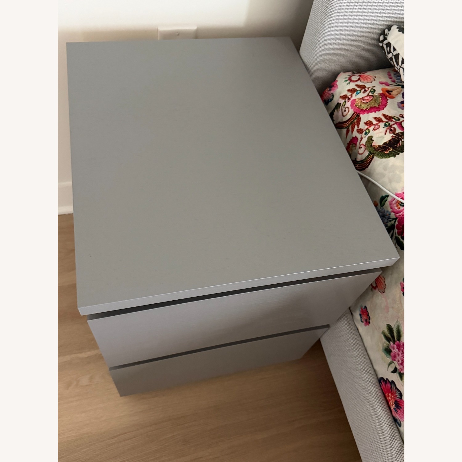 IKEA Malm Light Gray Wood Nightstand - image-2