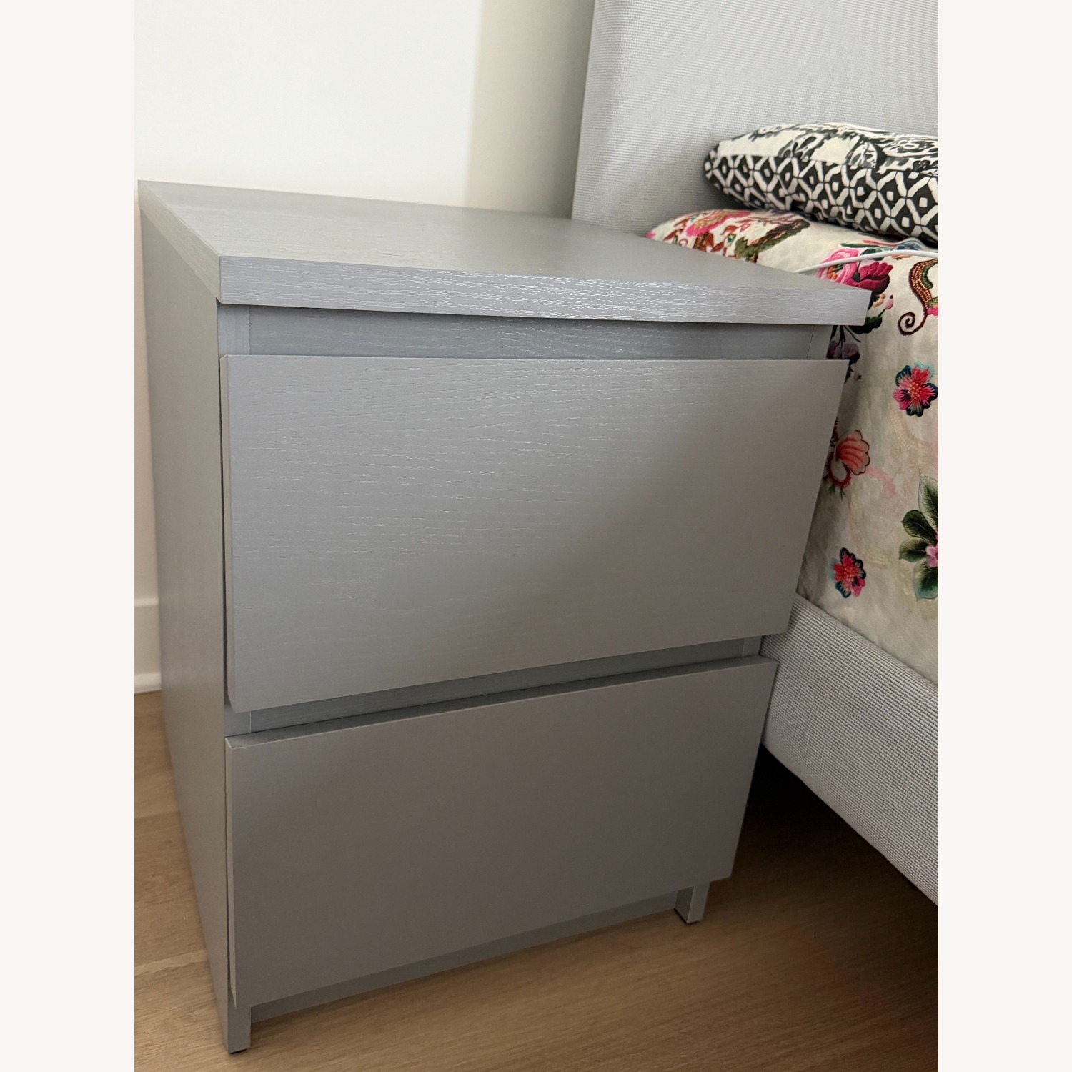 IKEA Malm Light Gray Wood Nightstand - image-3