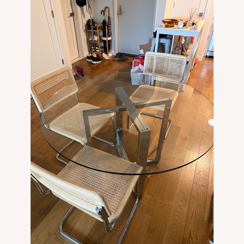 Used CB2 Silverado Chrome 47" Round Dining Table for sale on AptDeco