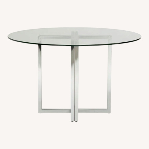 Used CB2 Silverado Chrome 47" Round Dining Table for sale on AptDeco