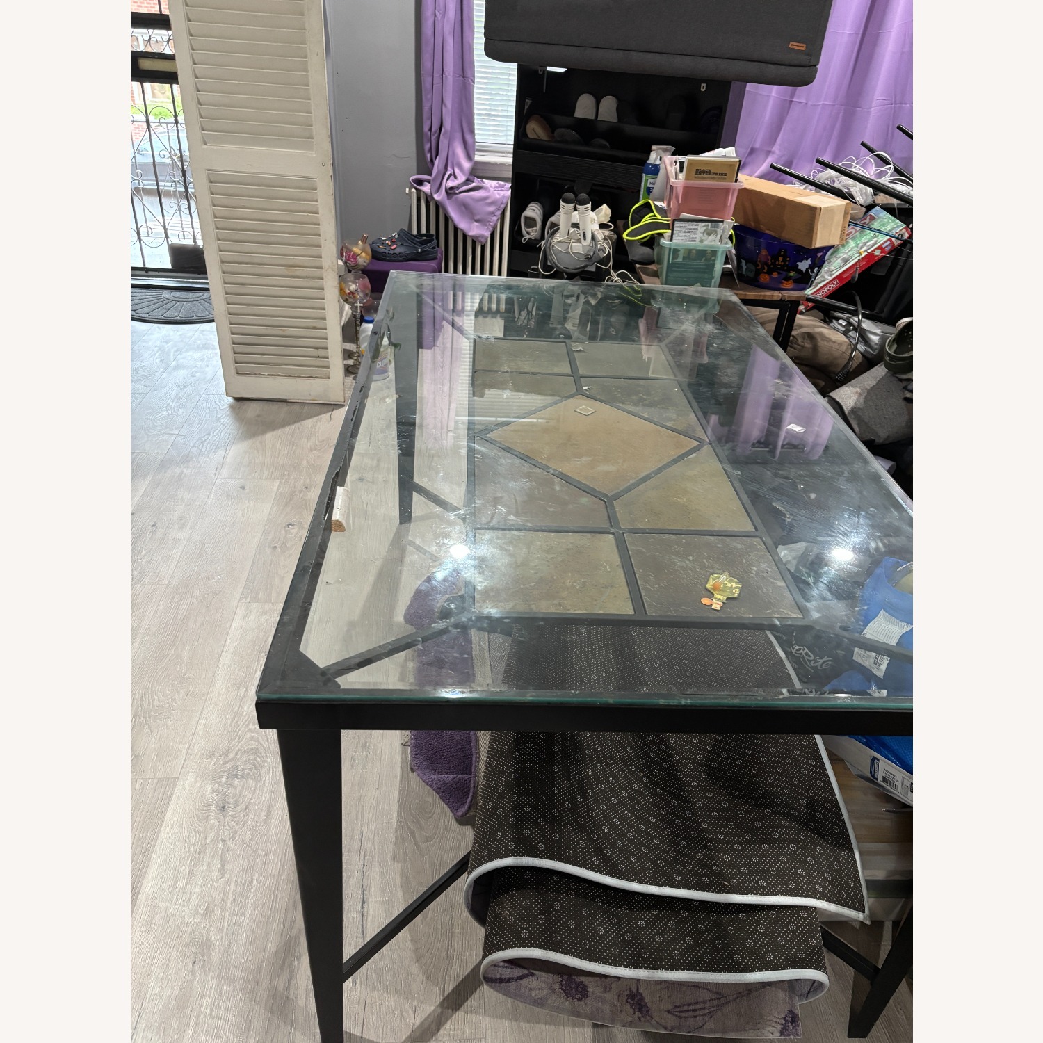 Wrought Iron Glass Top Dining Table - image-3
