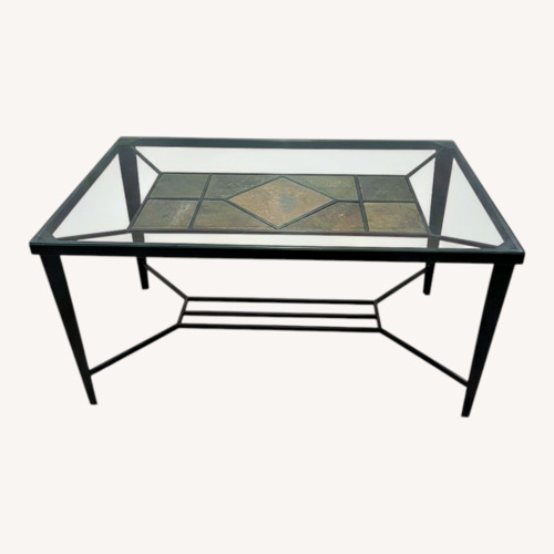 Used Wrought Iron Glass Top Dining Table for sale on AptDeco