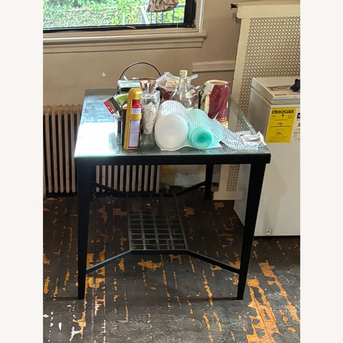 Used Wrought Iron Glass Top Dining Table for sale on AptDeco