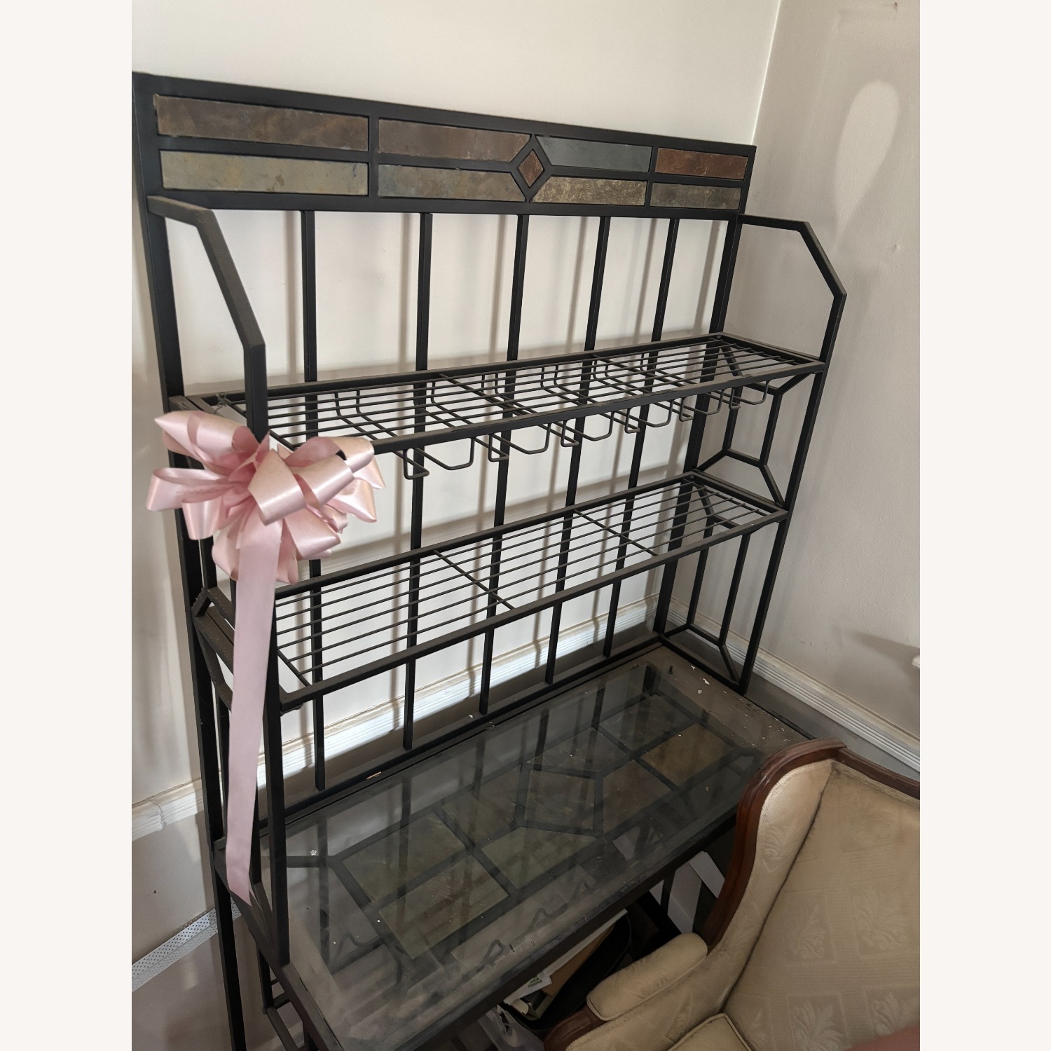 Black Wrought Iron Wine Rack  - image-1
