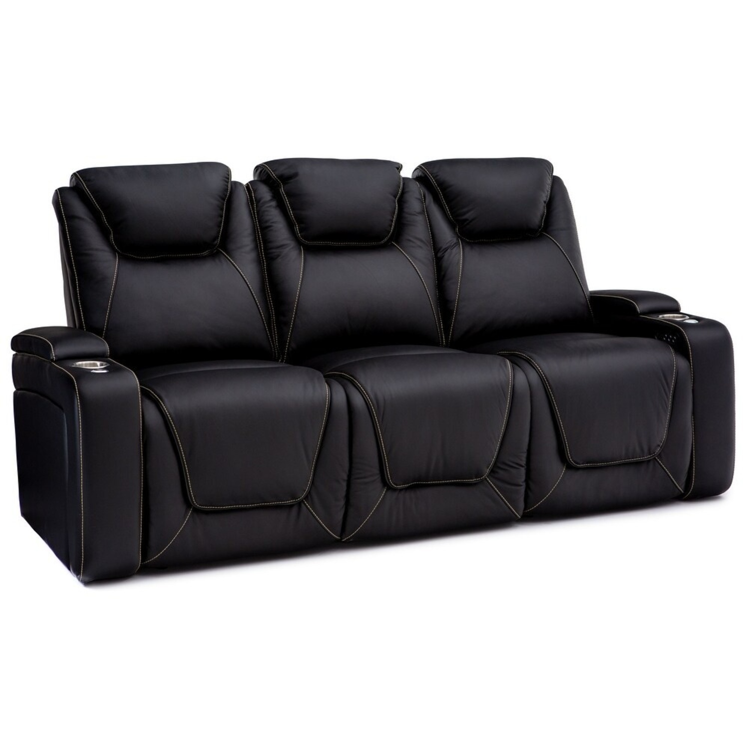 SeatCraft Black Leather 3+ Seater Sofa - image-9
